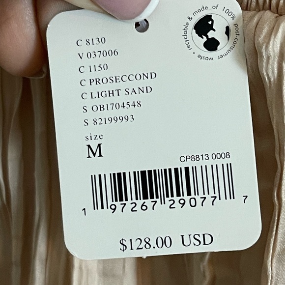 Free People Bonny Mini Dress Pleated Tiered Hem Defined Waist Prosecco Sz Medium - Picture 11 of 12